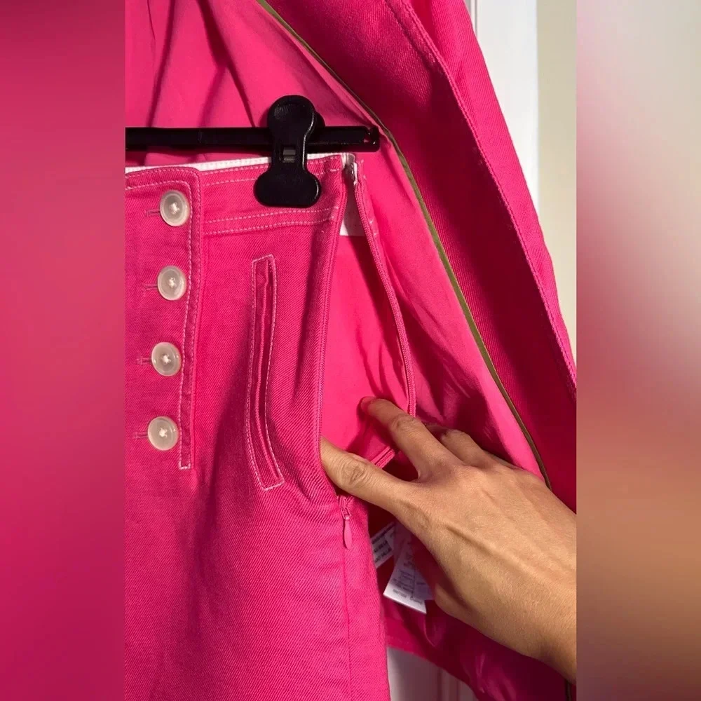 J Crew NWT Blazer (10) & NWOT Pants (8) Fuchsia Pink Stretch Linen